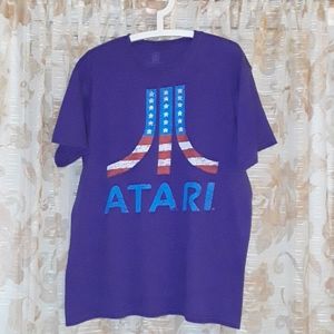 Atari American Flag USA Patriotic Purple, Red, White & Blue T-Shirt Size…